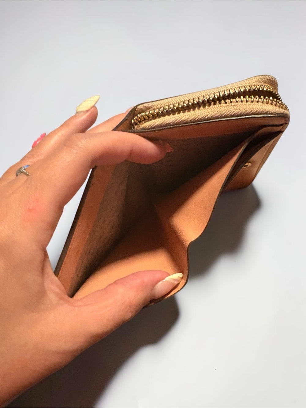 Anya Hindmarch Peach Leather Zip-Around Wallet with Perforated Smile 😉 - Picture 3 of 9